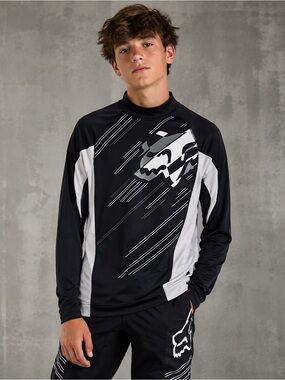 Fox Racing Youth Motocross Jersey Black White UPF 50 Moisture Wicking Size M